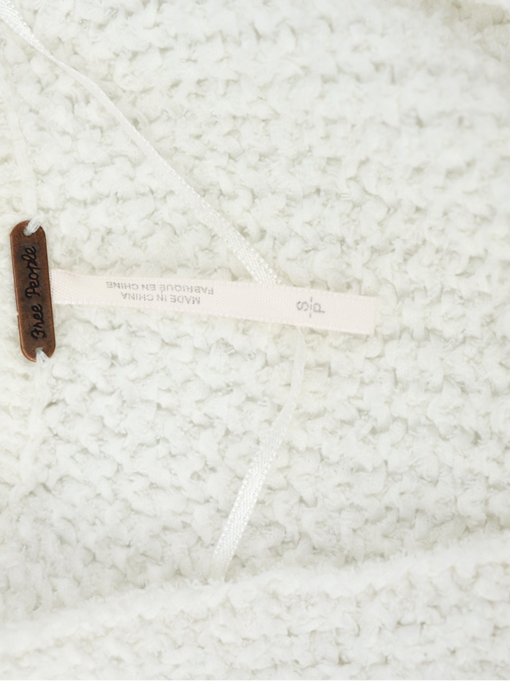 Free People Cream Knit V Neck Sweater Cropped Cotton Slouchy S Cozy - Picture 9 of 9
